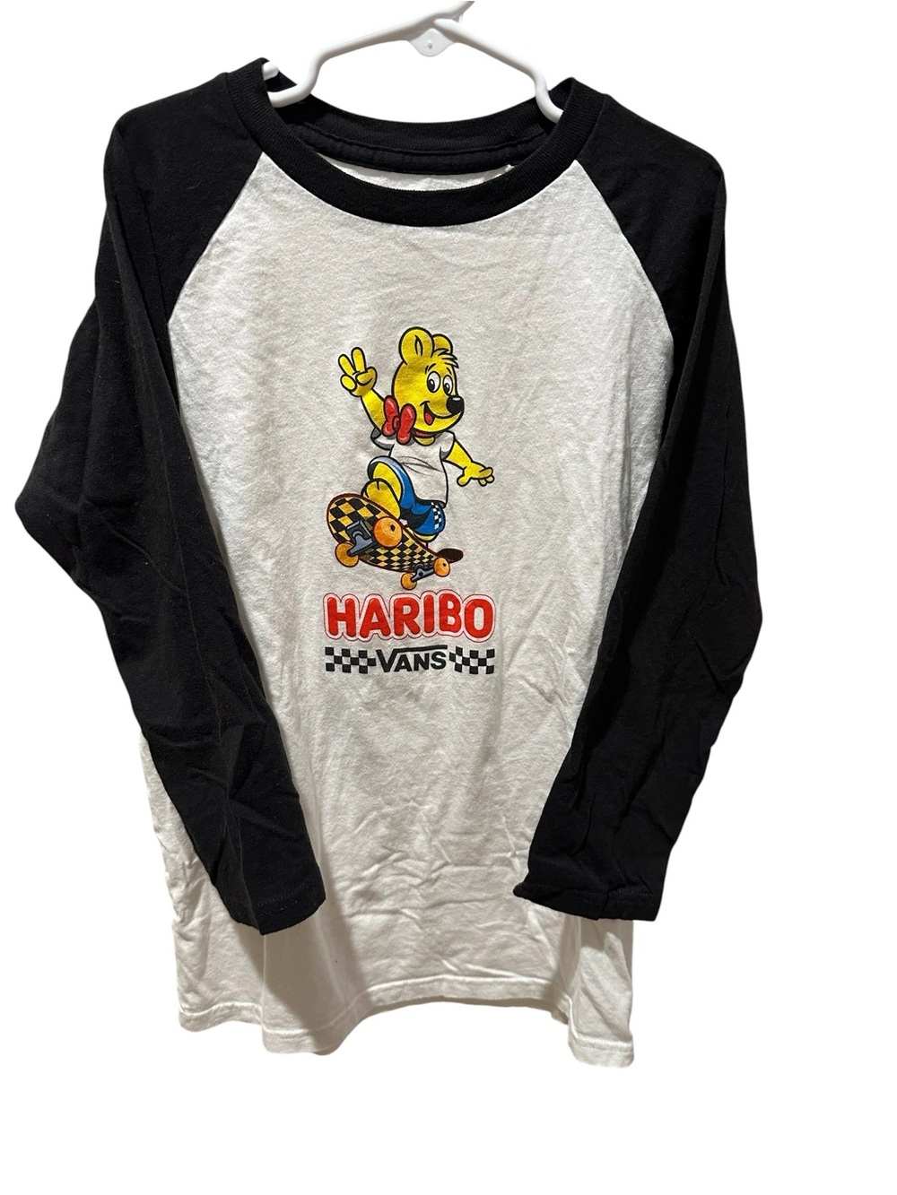 Vans Kids Raglan Long Sleeve Shirt - White & Black with Haribo Graphic